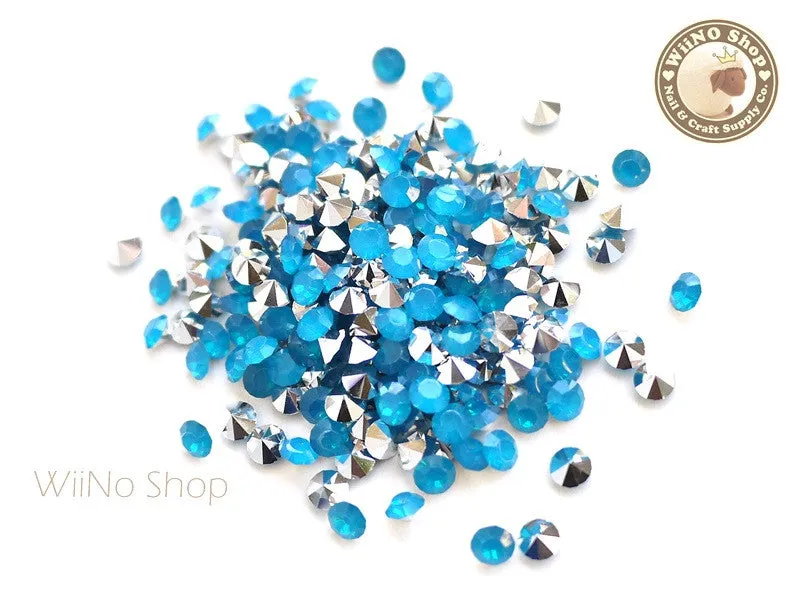 ss18 Caribbean Blue Opal Round Diamond Style 3D Point Back Acrylic Rhinestone - 50 pcs