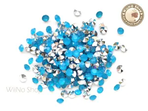 ss18 Caribbean Blue Opal Round Diamond Style 3D Point Back Acrylic Rhinestone - 50 pcs