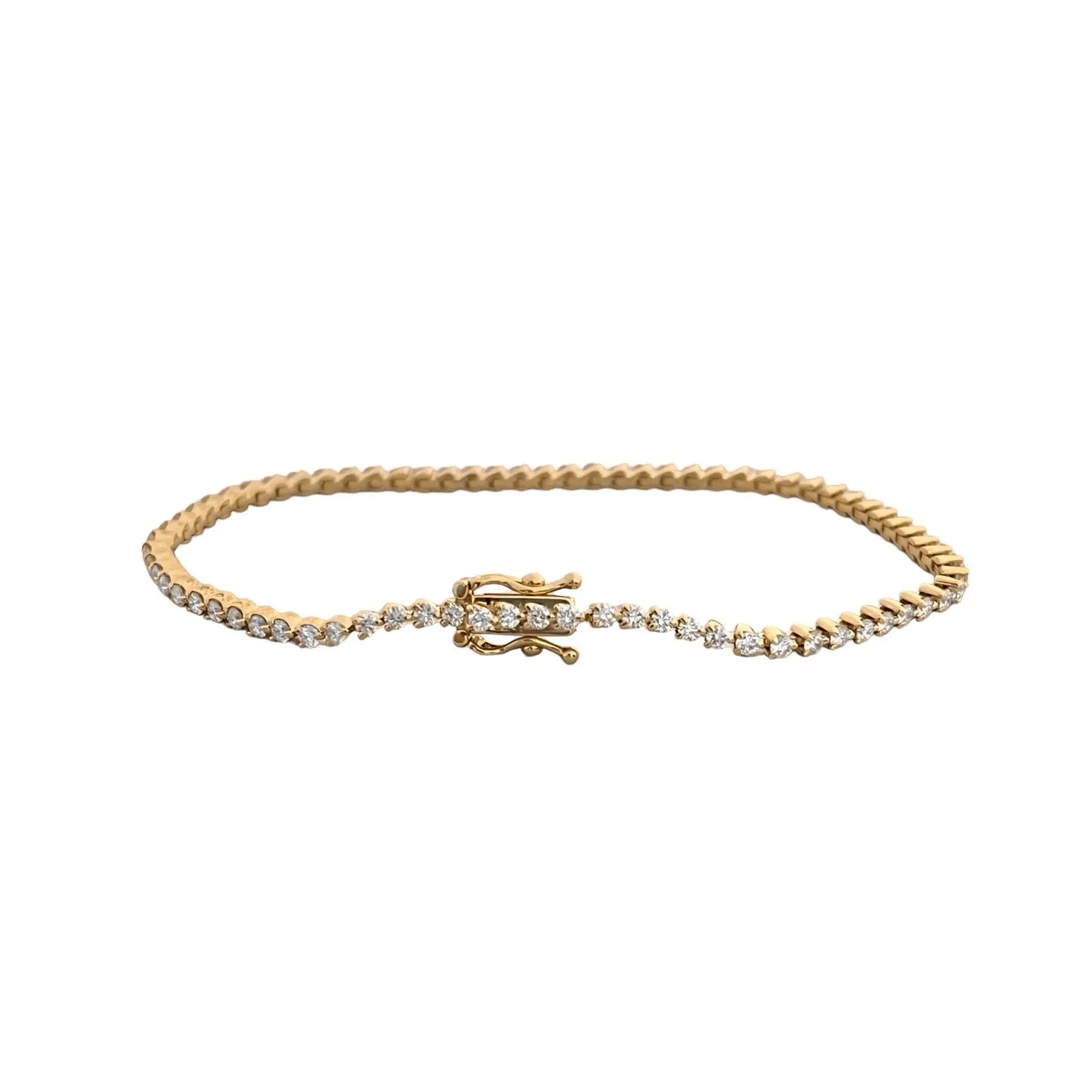 Three Prong Yellow Gold Diamond Tennis Bracelet