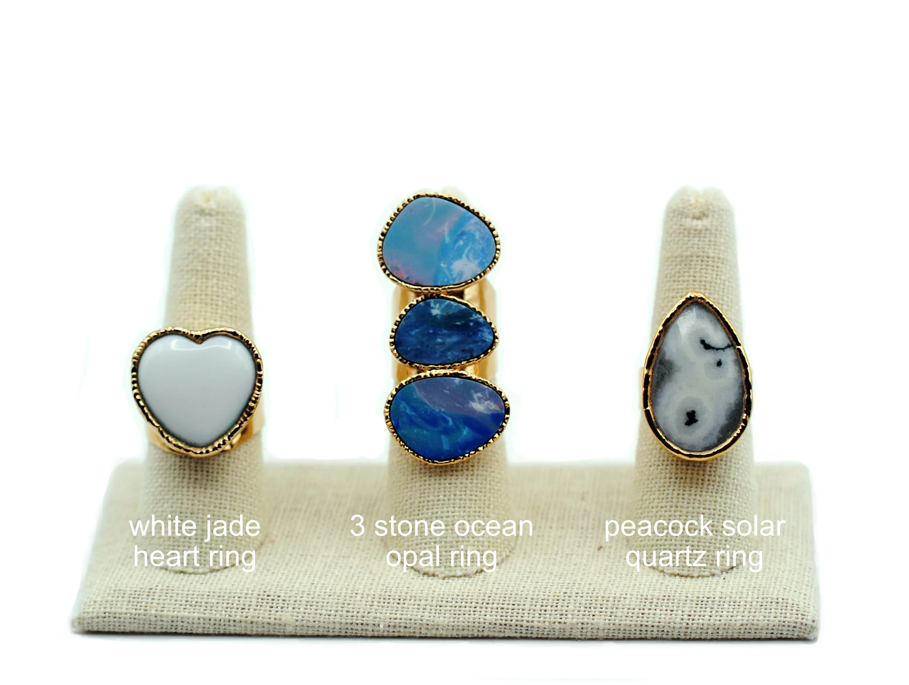 Three Stone Ocean Opal Ring