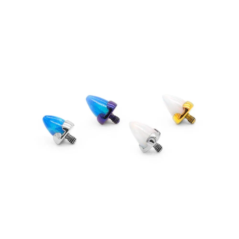 Tilum 14g-12g Internally Threaded Titanium Opal Cone Top - Price Per 1