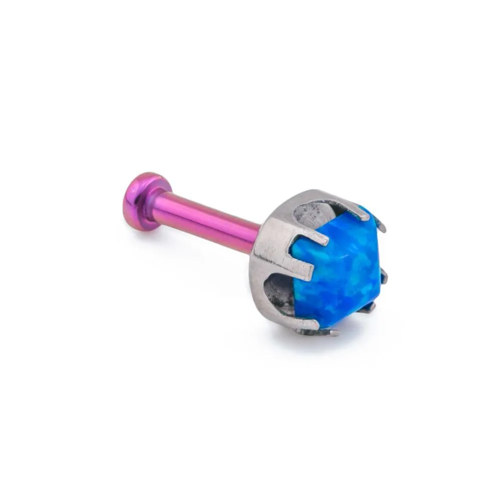 Tilum 18g-16g Internally Threaded Titanium Corner Prong-Set Square Opal Top - 4mm - Price Per 1