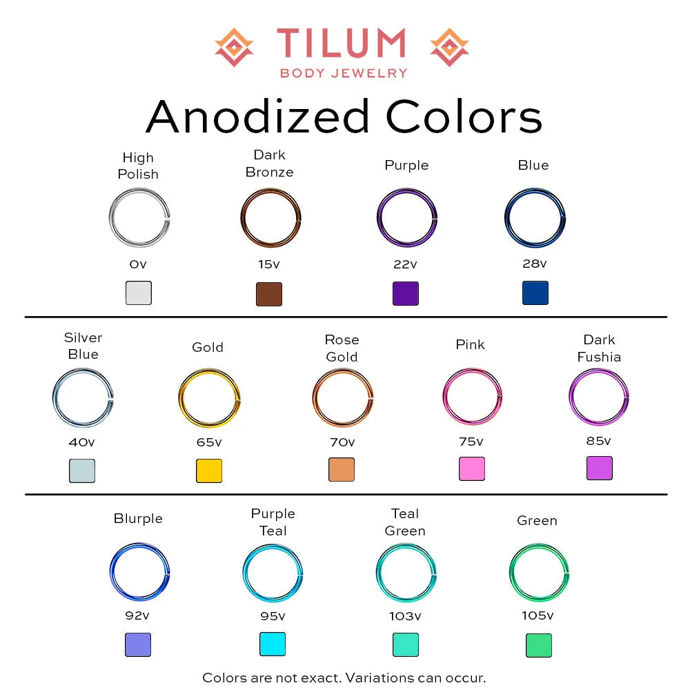 Tilum 18g-16g Internally Threaded Titanium Corner Prong-Set Square Opal Top - 4mm - Price Per 1