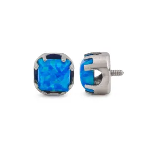 Tilum 18g-16g Internally Threaded Titanium Corner Prong-Set Square Opal Top - 4mm - Price Per 1