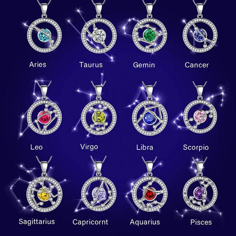 Tokyo Mart Zodiac Aries Necklace March Birthstone Pendant Jewelry Women Girls Birthday Gift