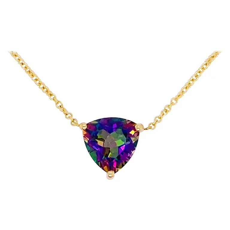 Trillion Gemstone Necklace (Custom Made with Peridot, Blue Topaz, or Mystic Topaz)