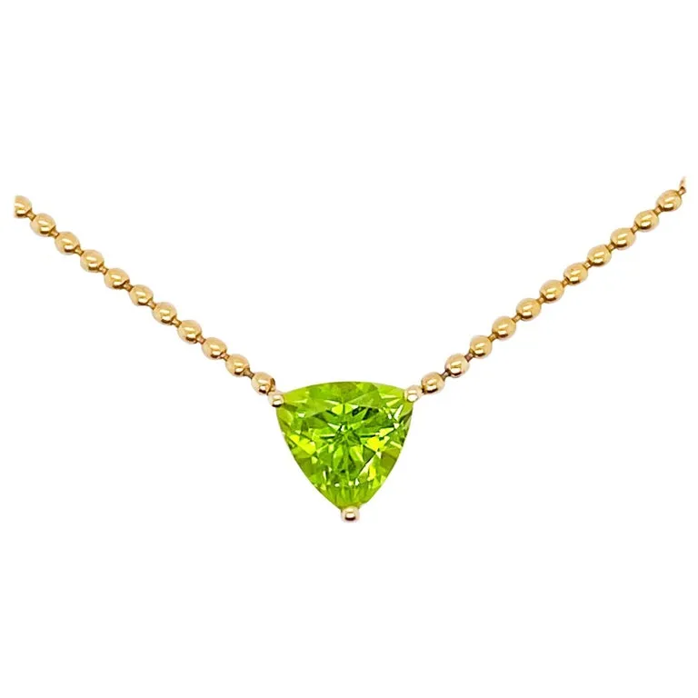 Trillion Gemstone Necklace (Custom Made with Peridot, Blue Topaz, or Mystic Topaz)