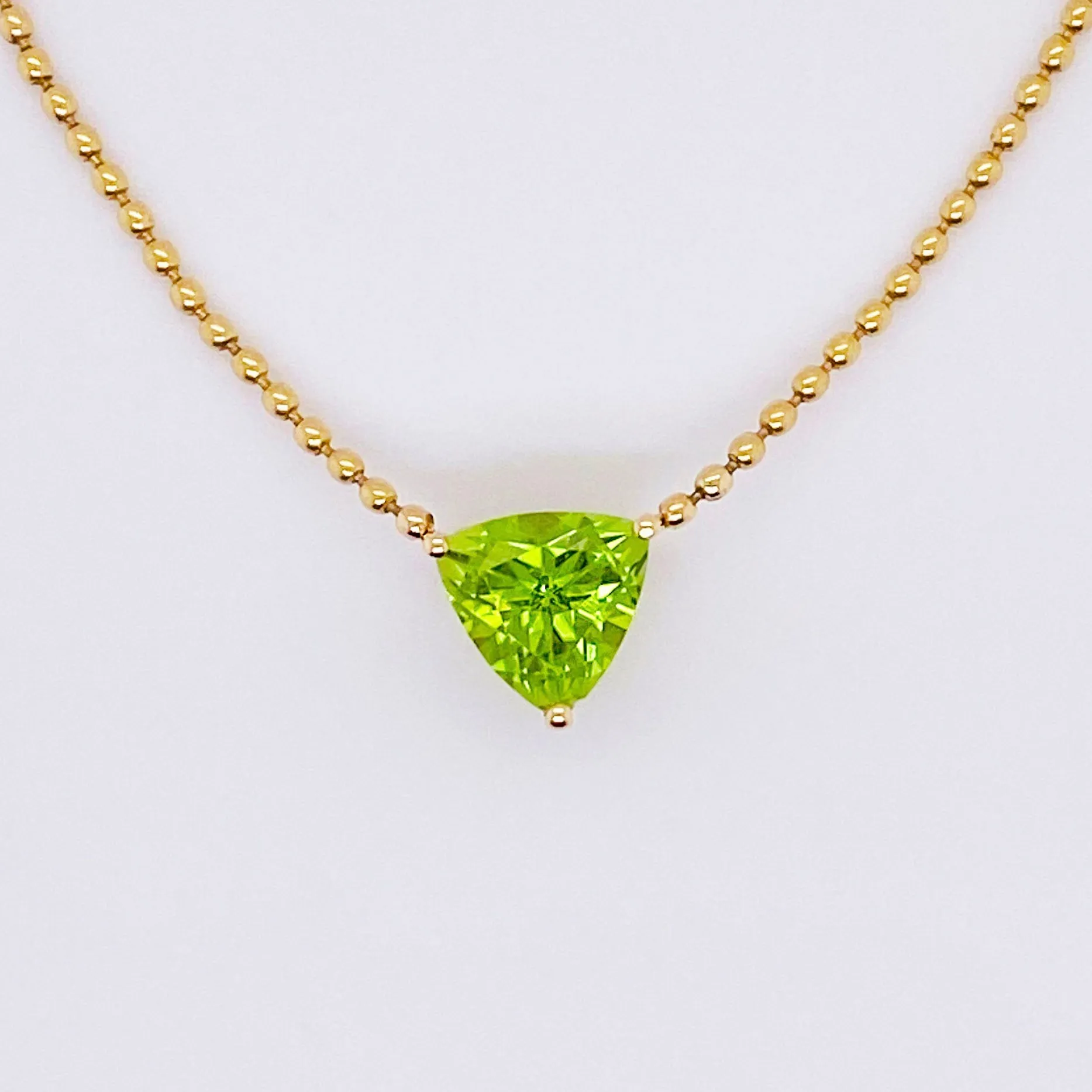 Trillion Gemstone Necklace (Custom Made with Peridot, Blue Topaz, or Mystic Topaz)