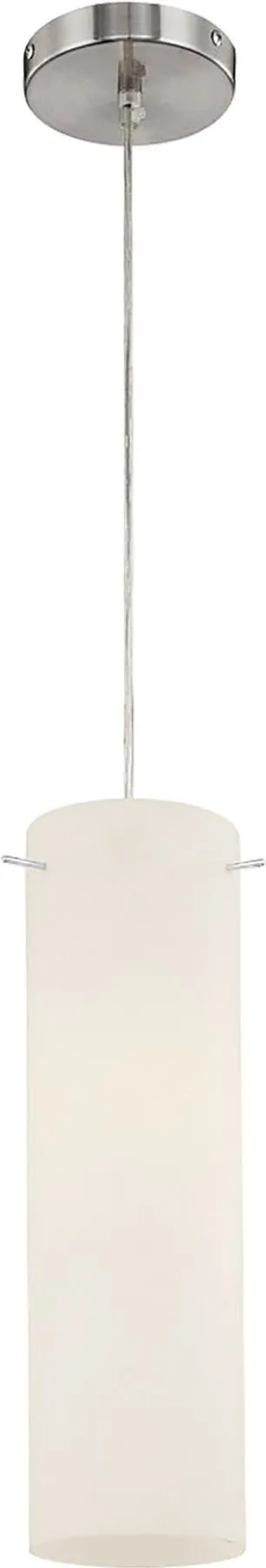 Tubo 1 Light Pendant In Chrome and White Opal Glass