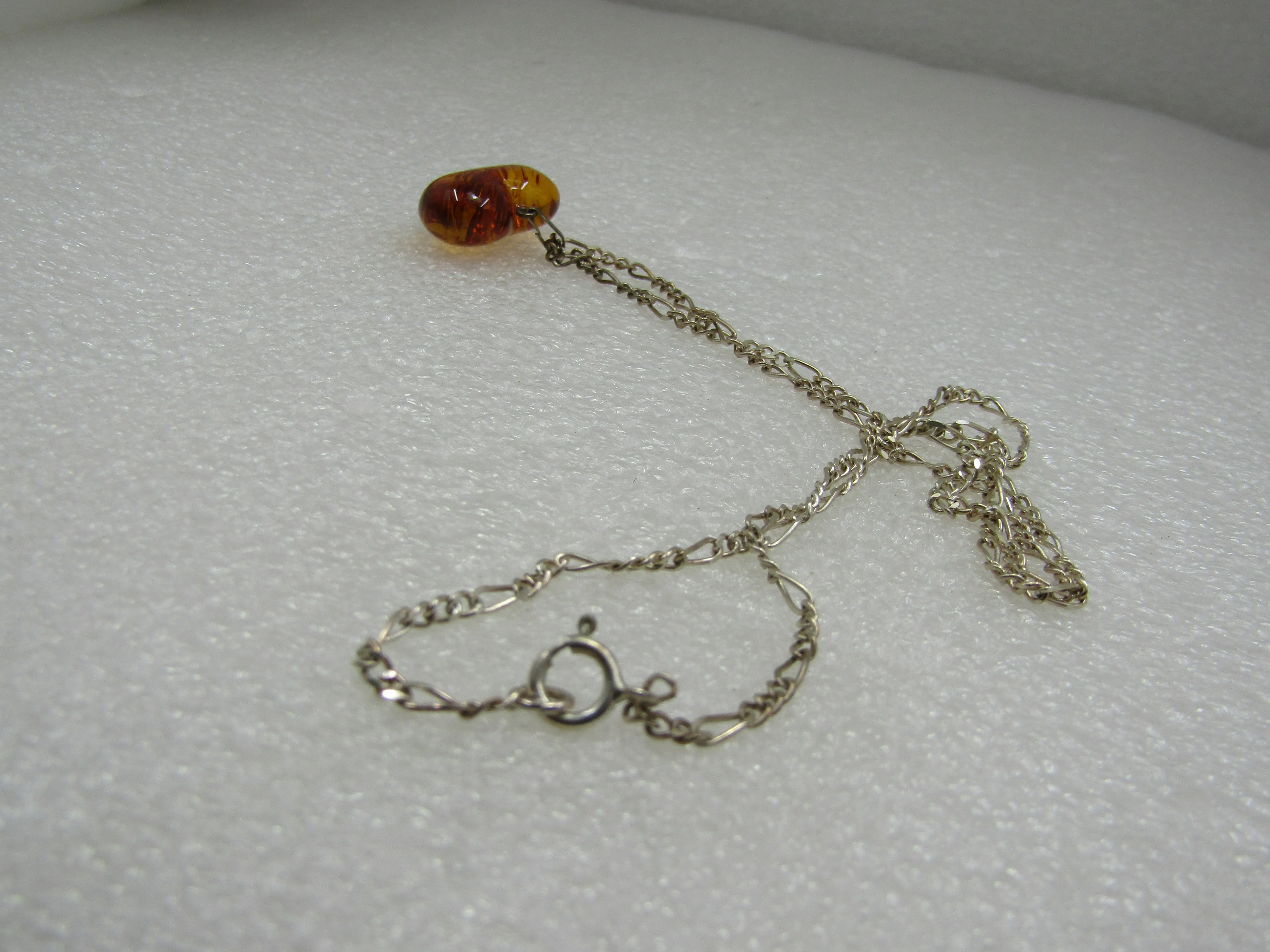 Vintage  Sterling Silver Amber Heart Necklace, 21.5" SOLD OUT