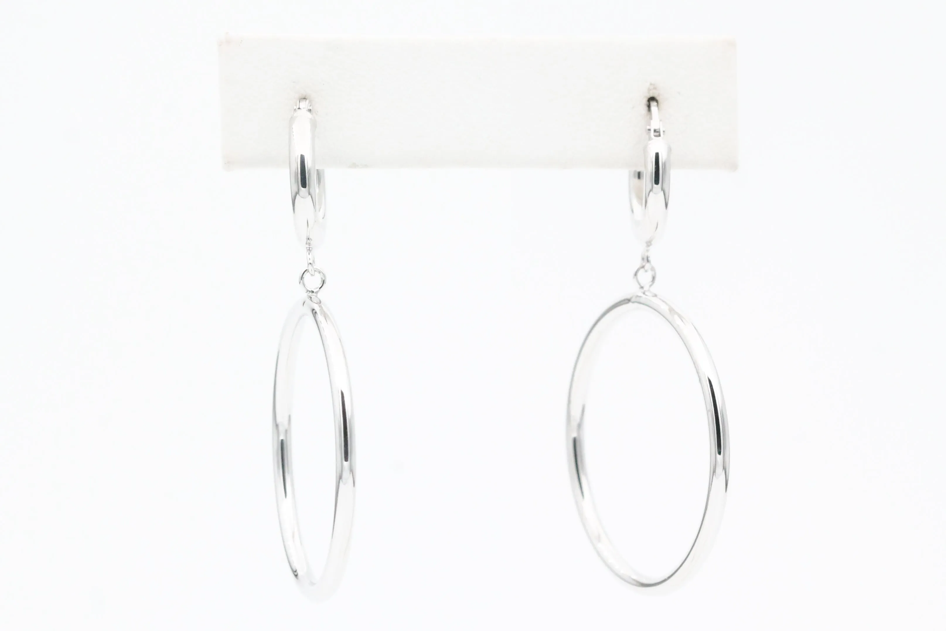 White Gold Double Hoop Earrings