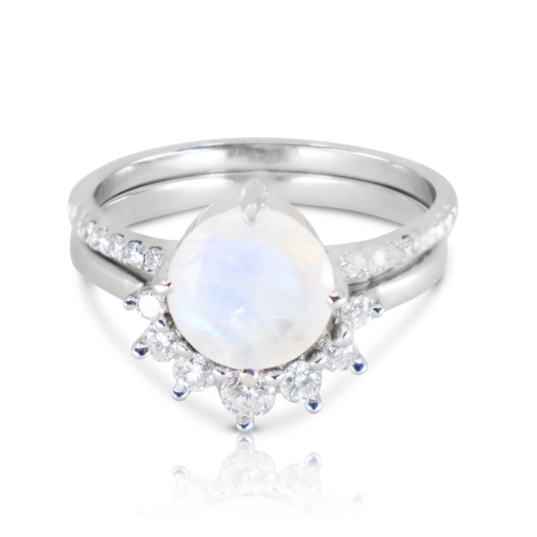 White Gold Moonstone Solitaire Ring