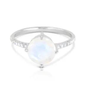 White Gold Moonstone Solitaire Ring