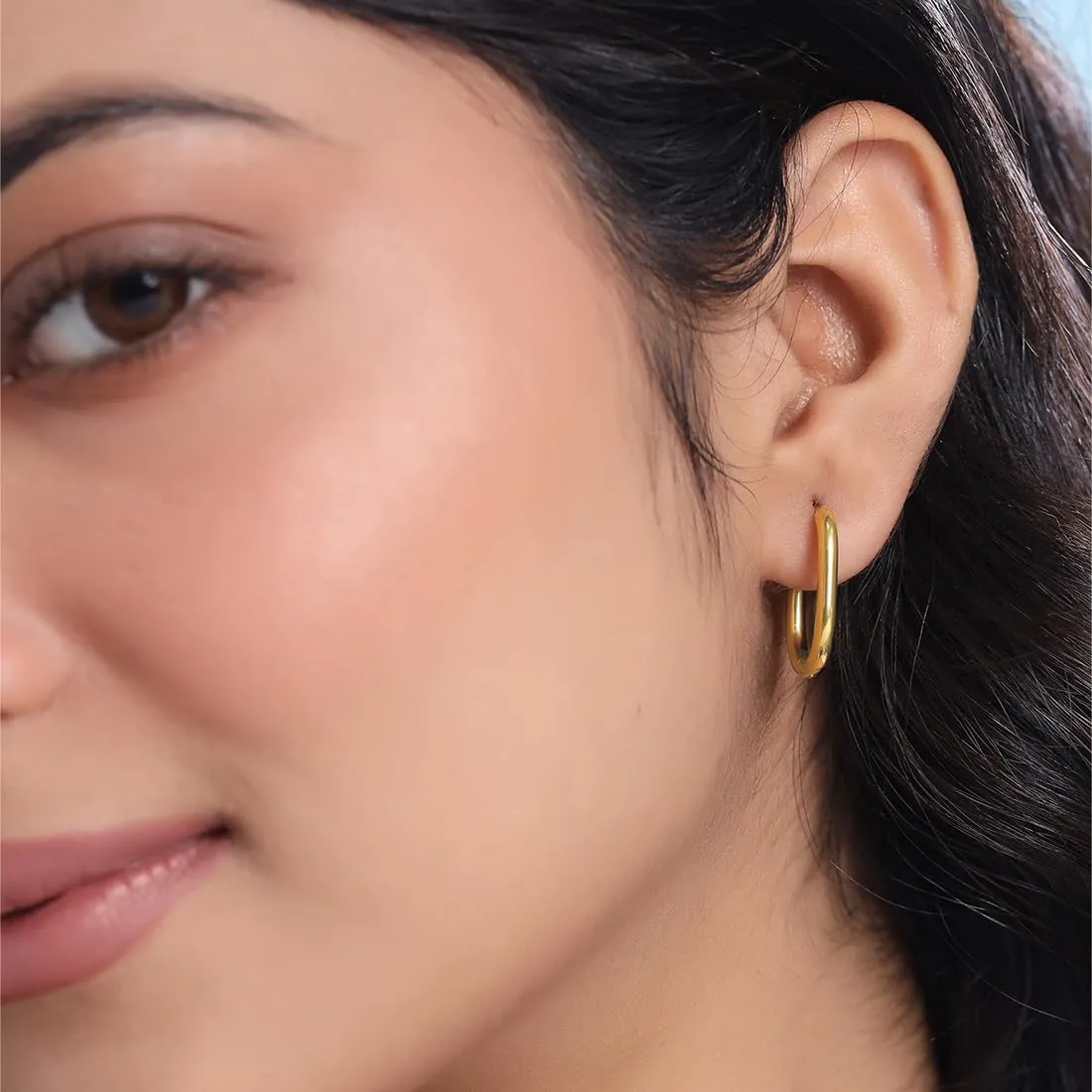 Yellow Chimes Earrings for Women and Girls Fashion Golden Hoop Earrings for Women | Gold Plated Stainless Steel Geometry Statement Hoop Earrings | Birthday Gift for Girls and Women