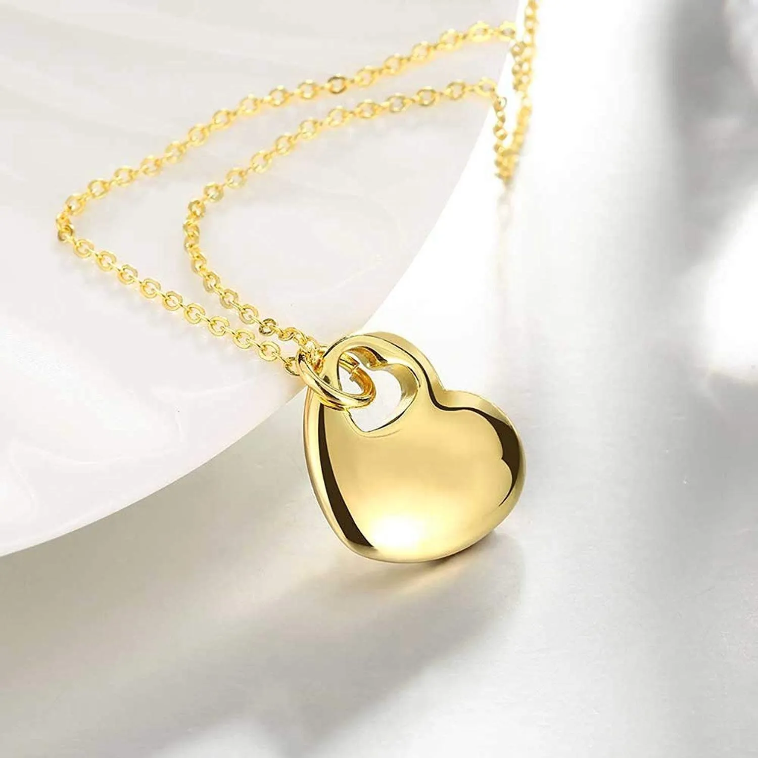 Yellow Chimes Heart Charm Golden Necklace for Women and Girls