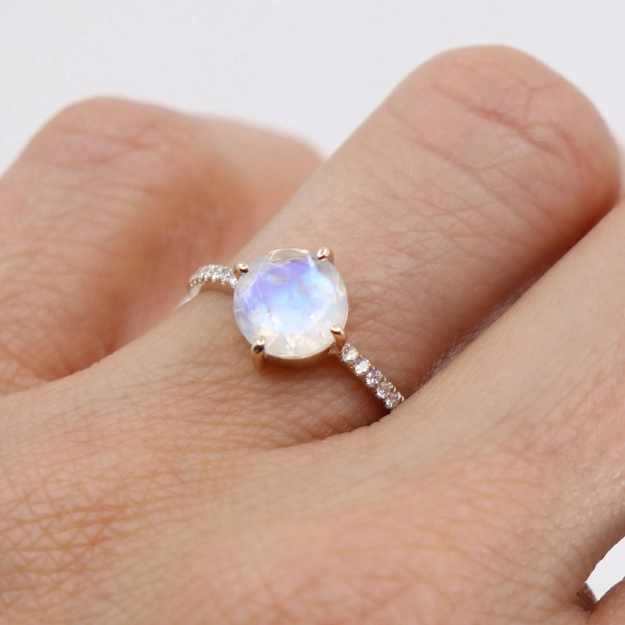 Yellow Gold Moonstone Solitaire Ring