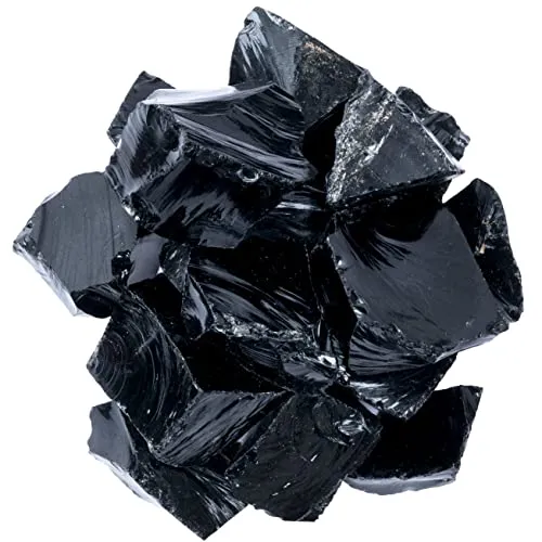 Zaicus Black Obsidian Rough Stone - Raw Stones and Crystals Bulk for Tumbling, Jewelry Making, Cabbing, Lapidary, Fountain Rocks, Decoration, Wire Wrapping, Reiki Crystal (500 Gram)